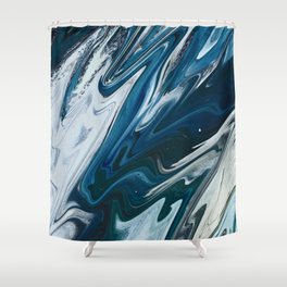 Gemstone [3]: a vibrant abstract melted design in blues and white by Alyssa Hamilton Art Shower Curtain