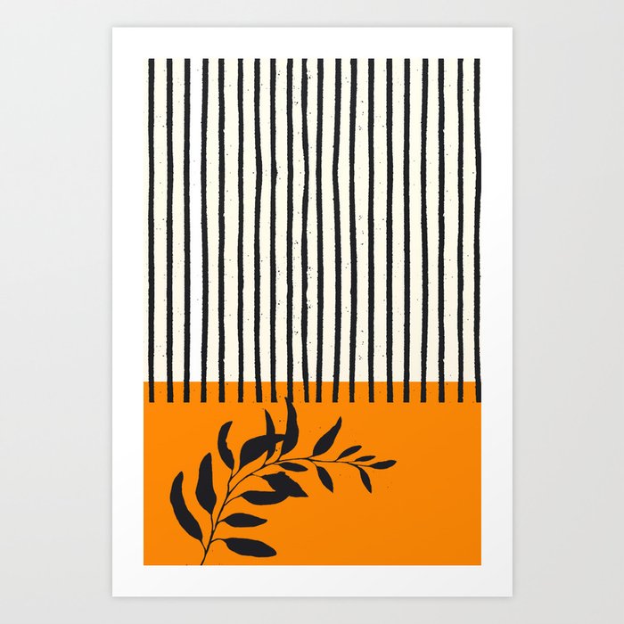Lazy Orange Stripes - Abstract Mid Century Nature & Stripes Art Print