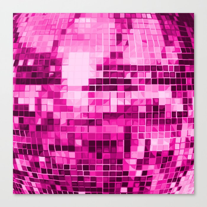 Pink Mirrored Disco Ball Pattern Canvas Print