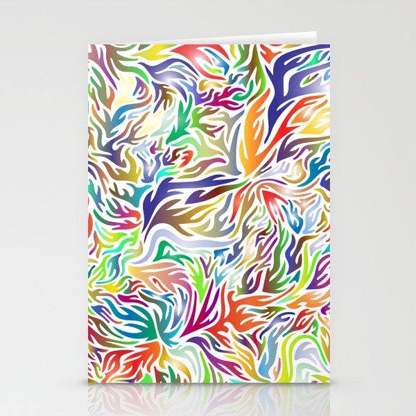 Abstract multi colour flames. Stationery Cards