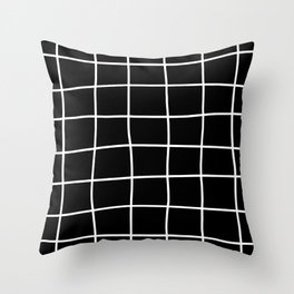 Large Hand Drawn Grid (white/black) Throw Pillow