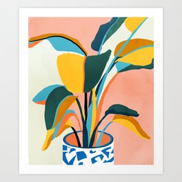 Nature Doesn't Hurry Yet All Is Accomplished, Colorful Botanical Plant Pot Illustration Tropical Art Print