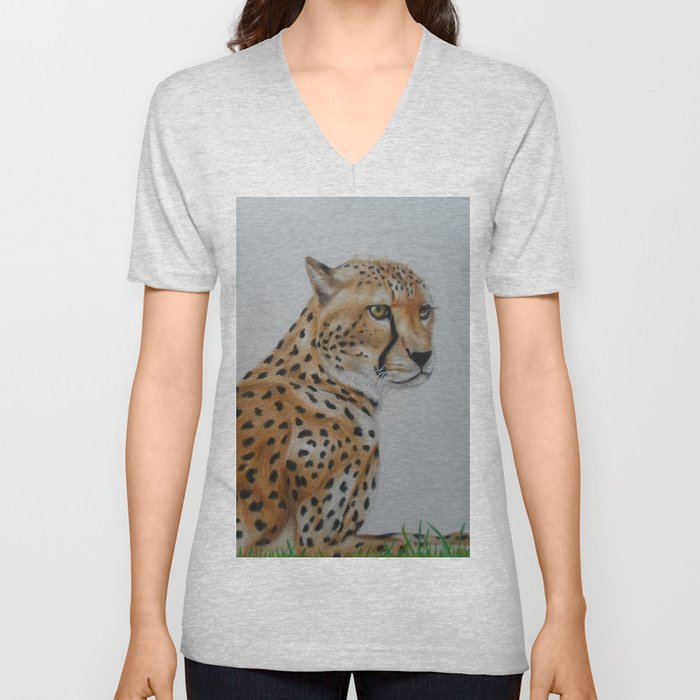 Cheetah V Neck T Shirt