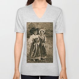 Vintage traditional women from Alsace and Lorraine V Neck T Shirt