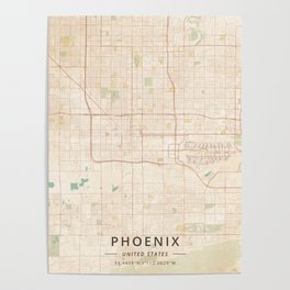 Phoenix, United States - Vintage Map Poster