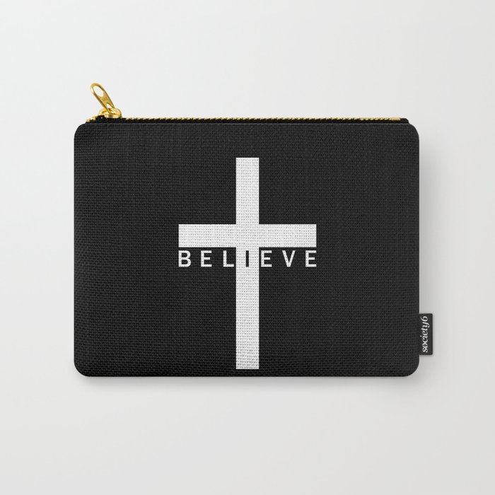Believe Cross (Black & White) Carry-All Pouch