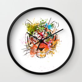 creative color ink splash tiger avatar Wall Clock