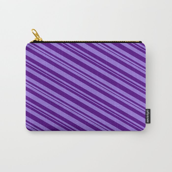 Purple and Indigo Colored Lined/Striped Pattern Carry-All Pouch