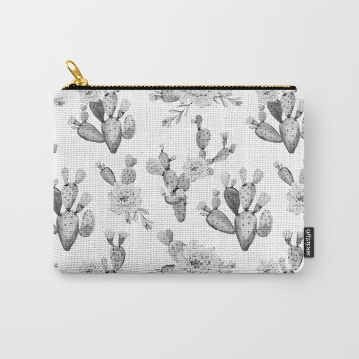 Cactus Rose Garden Black and White Carry-All Pouch