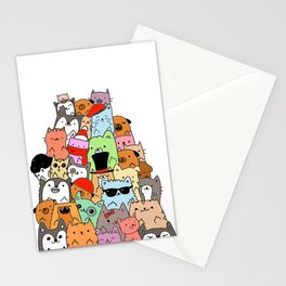 Cute Cats and Dogs Doodle Stationery Cards
