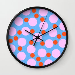 Modern Abstract Bubble Dance Pink And Blue Wall Clock