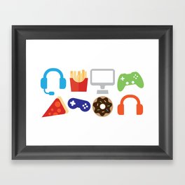 Video Game Party Snack Pattern Framed Art Print