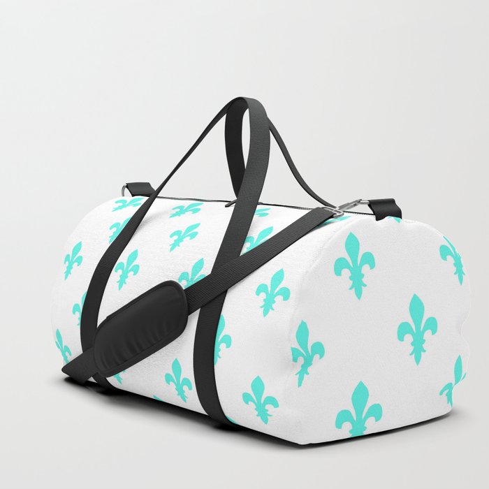 Fleur-de-Lis (Turquoise & White Pattern) Duffle Bag
