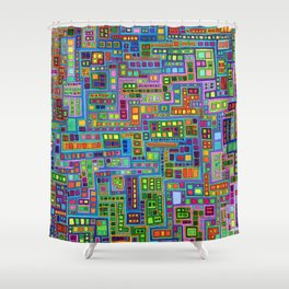 Tiled City Shower Curtain