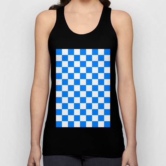 Checker (Azure/White) Unisex Tank Top