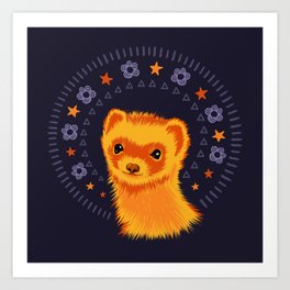 Cute ferret art adorable animal Art Print
