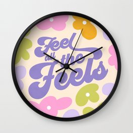 Retro Floral 'Feel all the Feels'  Wall Clock