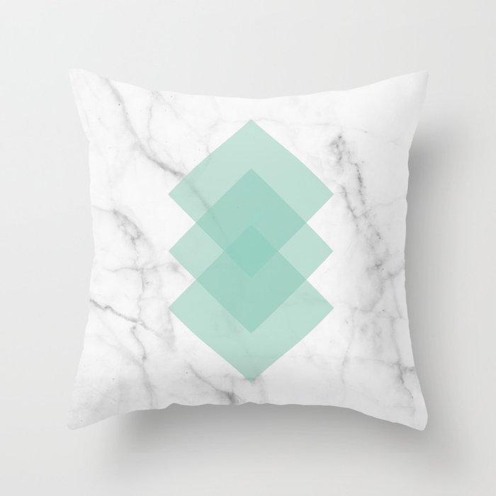 Marble Scandinavian Design Geometric Squares Throw Pillow by 5mm
