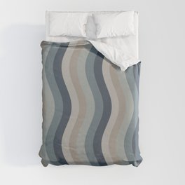 Wobbly Stripes Pattern in Neutral Blue Gray Tones Duvet Cover