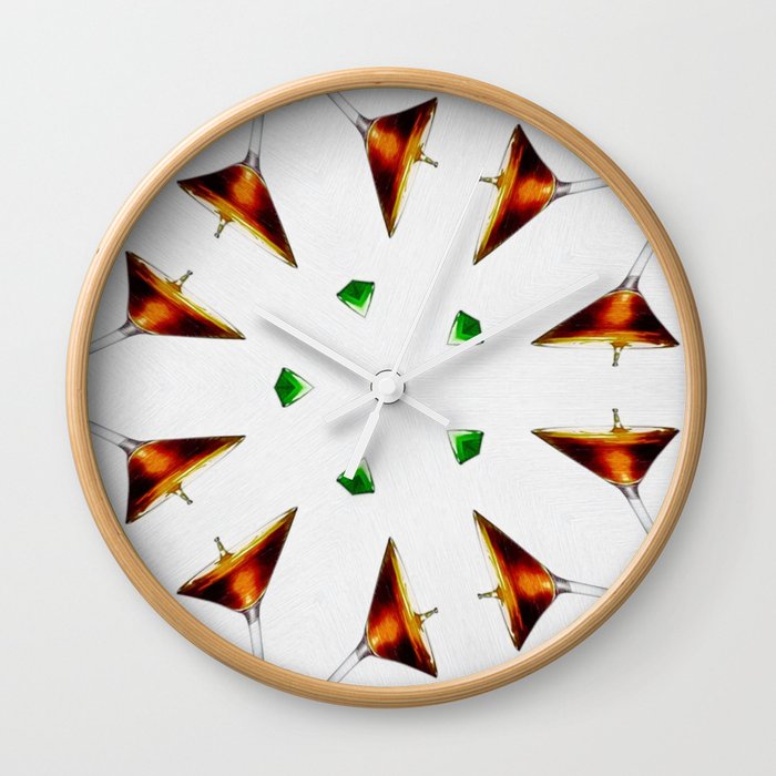 Orange mimosa cocktails and martini aperitifs alcoholic beverages mixed drinks wine glass motif on the rocks portrait painting Wall Clock