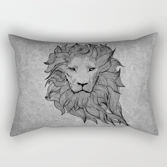 Grey Lion Rectangular Pillow