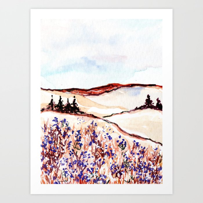 Lilac landscape watercolor Art Print