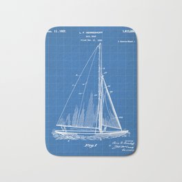 Sailboat Patent - Yacht Art - Blueprint Bath Mat | Blueprint, Sailboat, Yachtpatent, Dormroom, Mancave, Beachhouse, Graphicdesign, Sailing, Sailboatpatent, Patent 