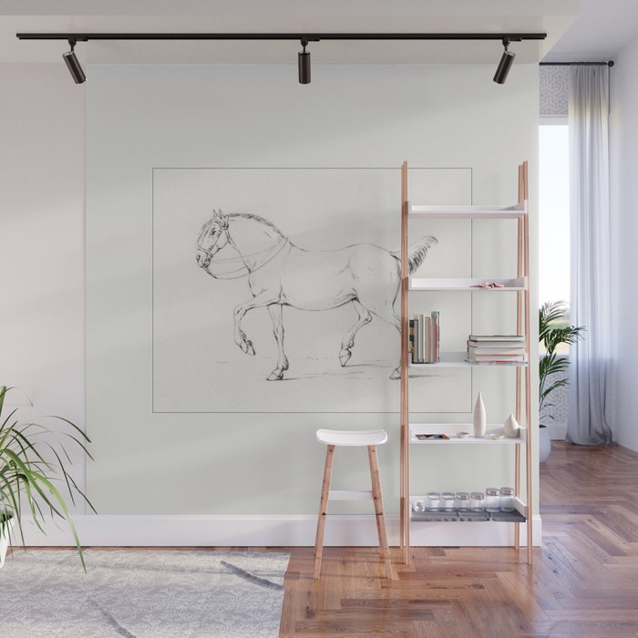 Stepping horse (1833) drawing in high resolution by Jean Bernard Wall Mural