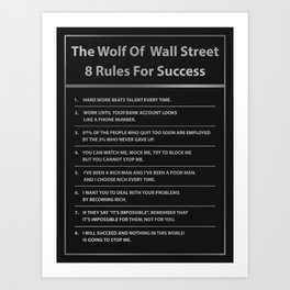 The Wolf Of Wall Street 8 Rules For Success Motivation Art Print