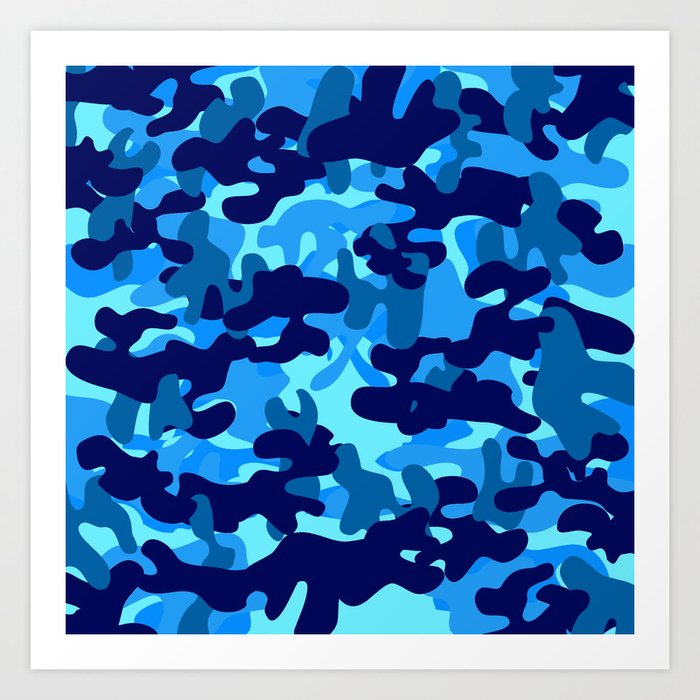 Camouflage (Blue) Art Print