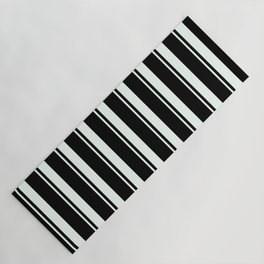 [ Thumbnail: Black & Mint Cream Colored Lines/Stripes Pattern Yoga Mat ]