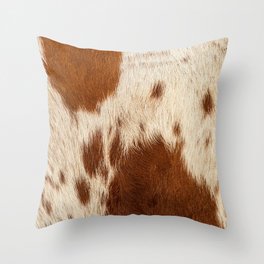 Cowhide Farmhouse Decor Throw Pillow | Farm, Animal, Cattle, Watercolor, Graphicdesign, Ranchers, Cowhide, Leather, Natural, Cow 