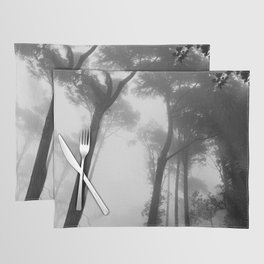 Enchanted moody forest | Black and white tall trees from below | Sintra National Park, Portugal Placemat