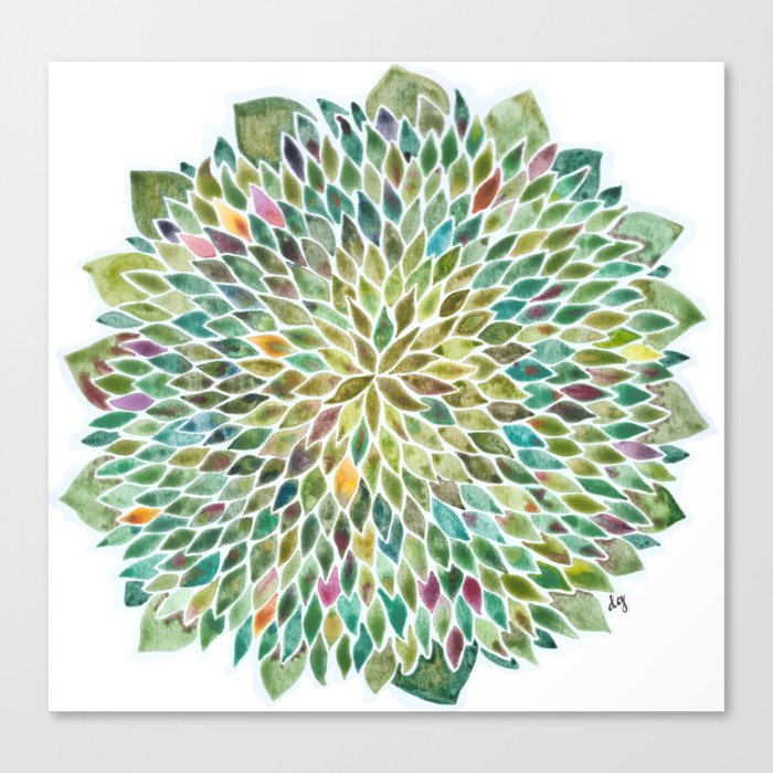 Green Leaf Burst Canvas Print