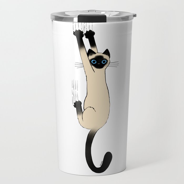 Siamese Cat Hanging On Travel Mug
