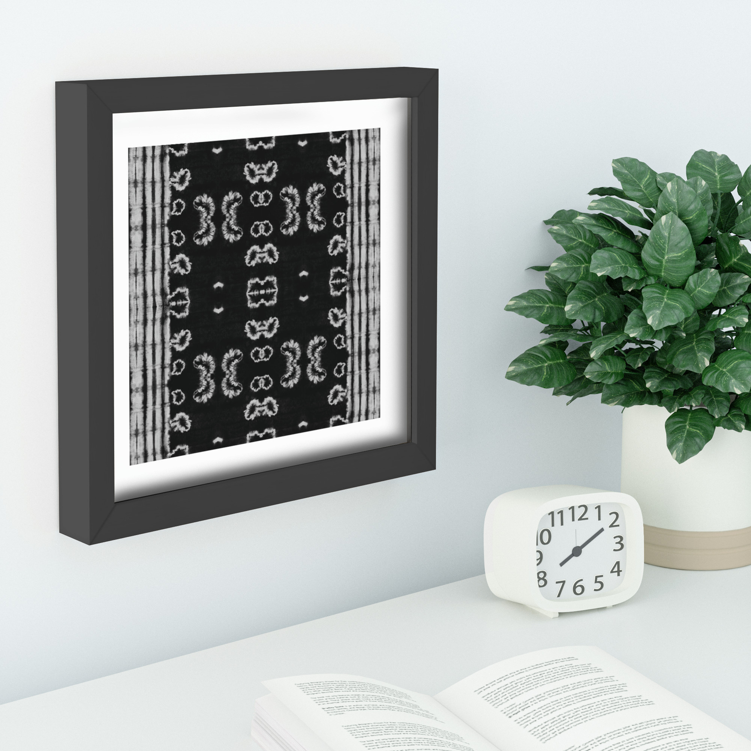 BW Shibori Bloom Recessed Framed Print by Nina May Design Studio | Society6