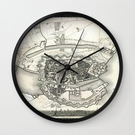 Plan of Copenhagen - 1844 Vintage pictorial map Wall Clock