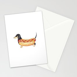 Dog dachshund hotdog Painting Stationery Card