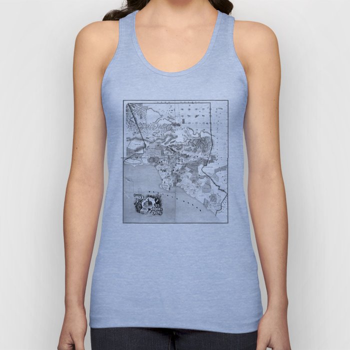 Vintage Map of Los Angeles County CA (1888) BW Tank Top