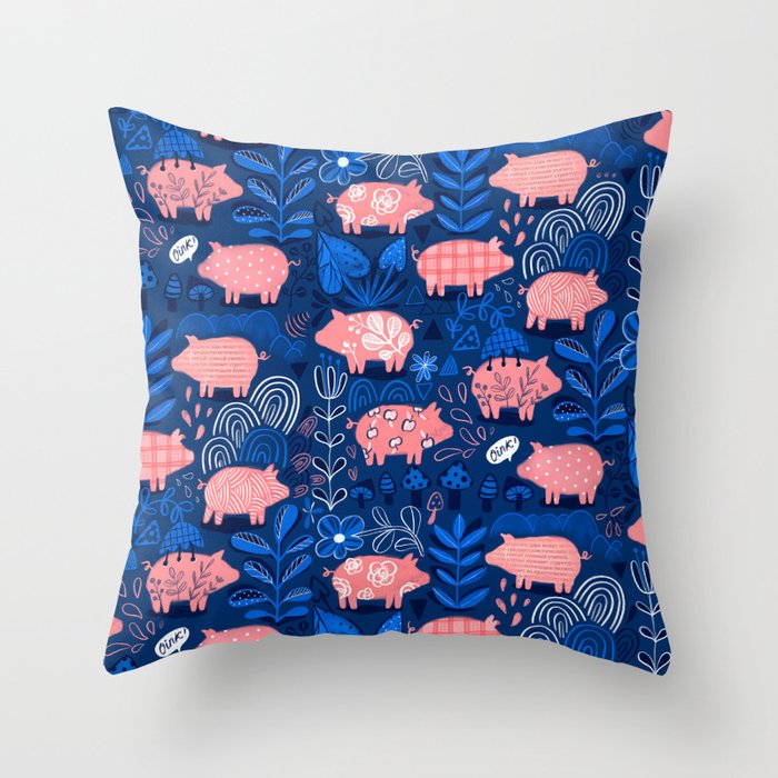 Cute pink pigs Throw Pillow