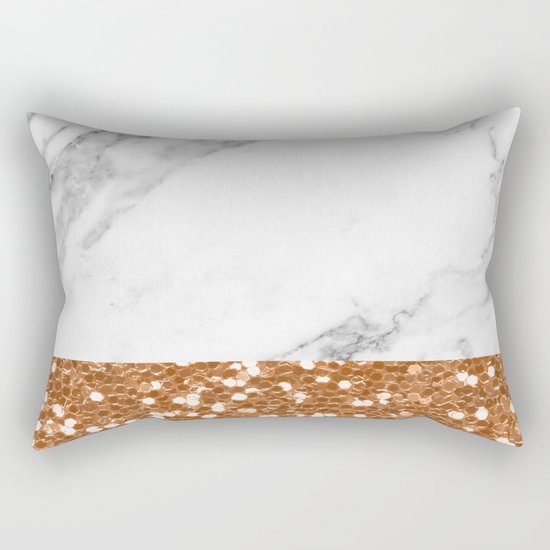 Marble and brass glitter Rectangular Pillow
