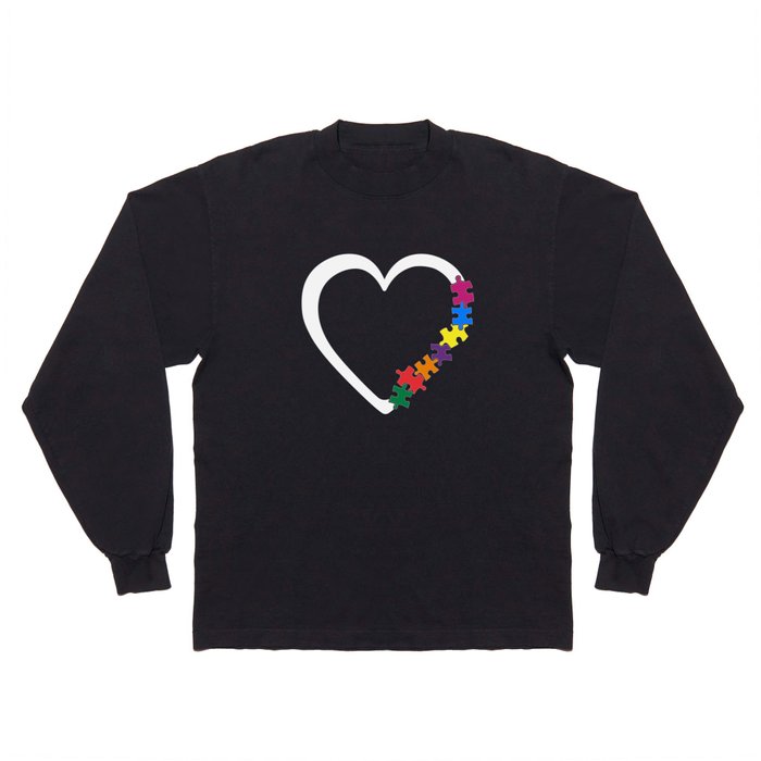 Autism Awareness Heart Colorful Puzzle Pieces Long Sleeve T Shirt