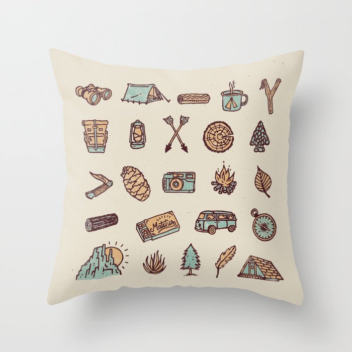 Lets Go Camping Throw Pillow