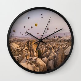 Flight above the mountains Wall Clock | Airballoons, Tourism, Kapadokya, Balloons, Cappadocia, Air, Nature, Asia, Turkey, Photo 