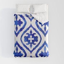 Blue Ethnic Ikat Pattern Duvet Cover