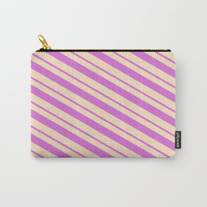 Orchid & Bisque Colored Lines Pattern Carry-All Pouch