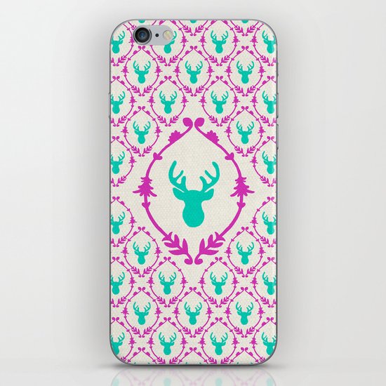 Oh Deer (teal) iPhone & iPod Skin