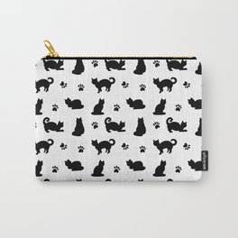 Black Cats and Paw Prints Pattern Carry-All Pouch | Black, Drawing, Paw Prints, Cats, Pattern, Kittens, Paw, Pet, Cat, Halloween 