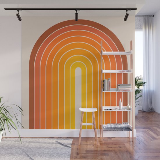 Gradient Arch Vintage Orange Wall Mural by colour poems Society6