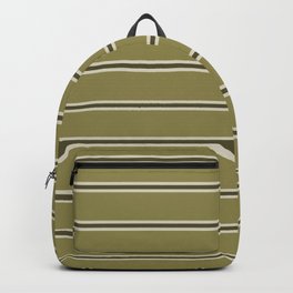 Mid Century Modern Stripes 825 Olive Green and Beige Backpack